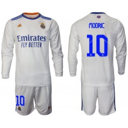 Camisola Real Madrid Modric 10 Criança Equipamento Primeiro 2021-2022 Manga Comprida